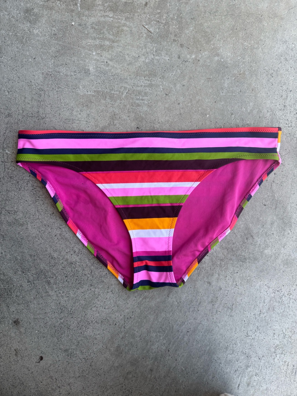 aerie Bright Fuchsia Striped Swim Bikini Large